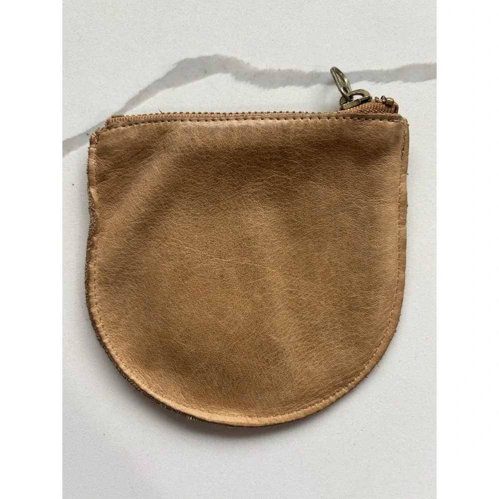 Baggu Leather Pouch Women OS Brown Tan Beige Milled Leather 5